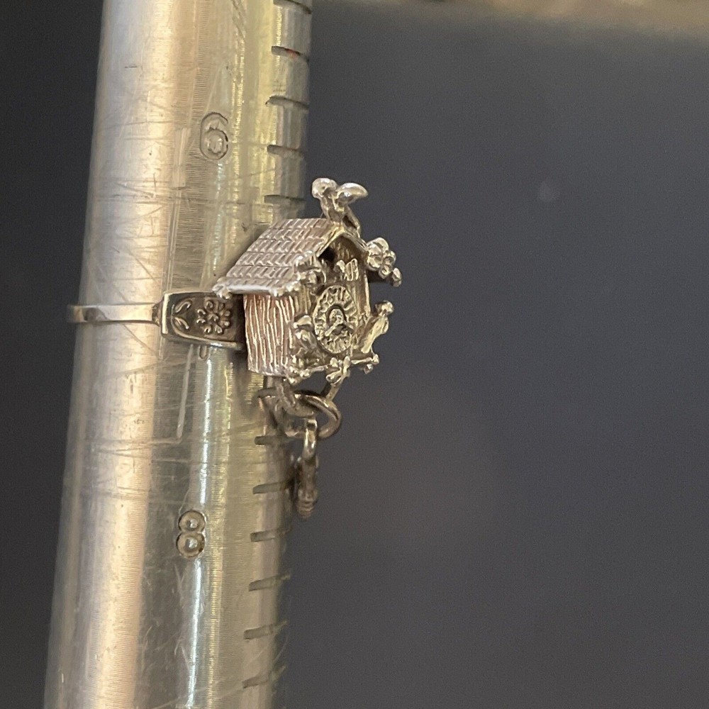 NF STERLING SILVER cuckoo clock  RING SIZE 7 925 FINE 4.5 Grams - Picture 2 of 5
